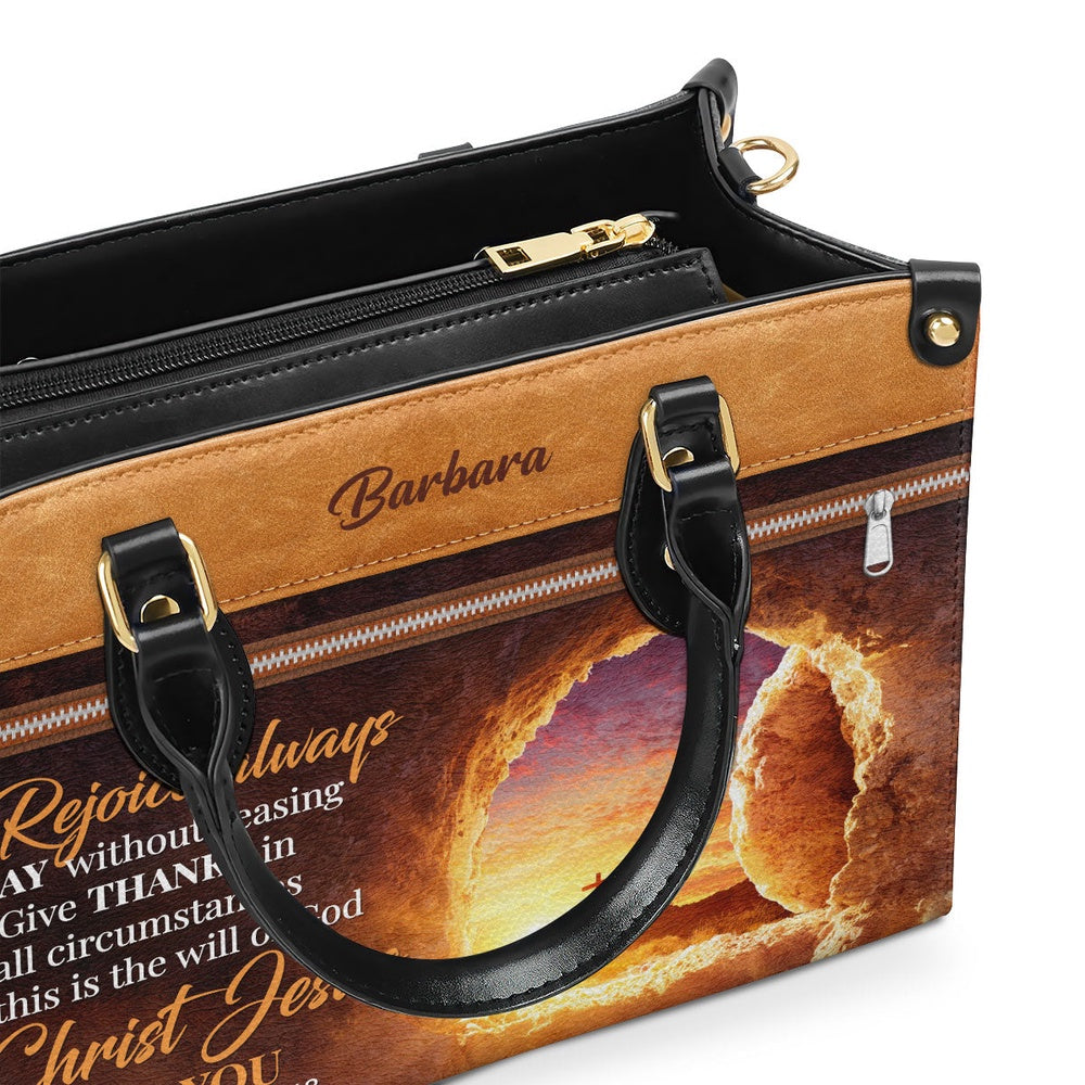 Personalized Christian Leather Bag, Rejoice Always, Pray Without Ceasing - Personalized Leather Handbag, Faith Handbag