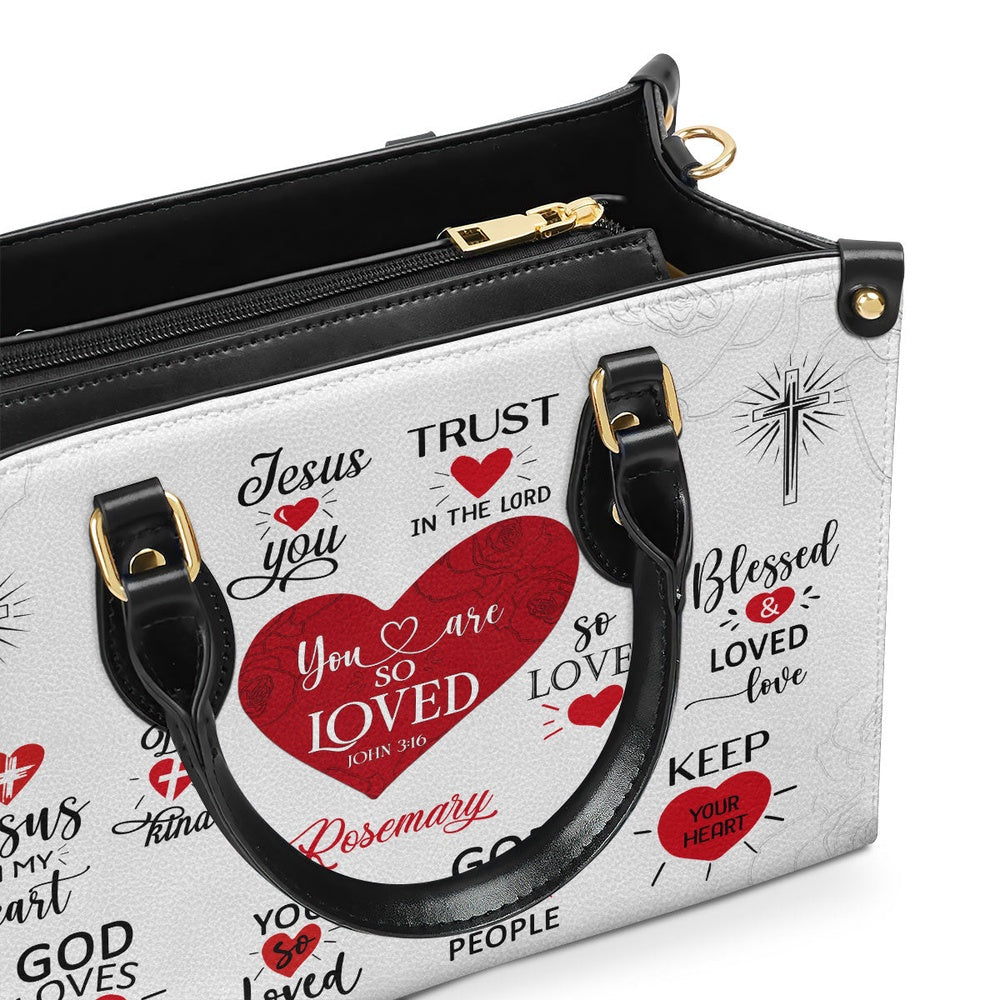 Personalized Christian Leather Bag, Romantic Religious Gifts For Christian Women You Are So Loved Leather Handbag, Faith Handbag