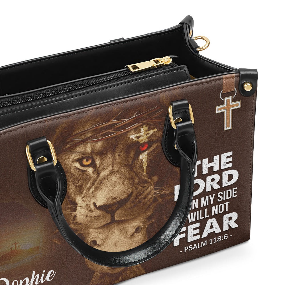 Personalized Christian Leather Bag, Special Personalized Lion Leather Handbag - The Lord Is On My Side, Faith Handbag
