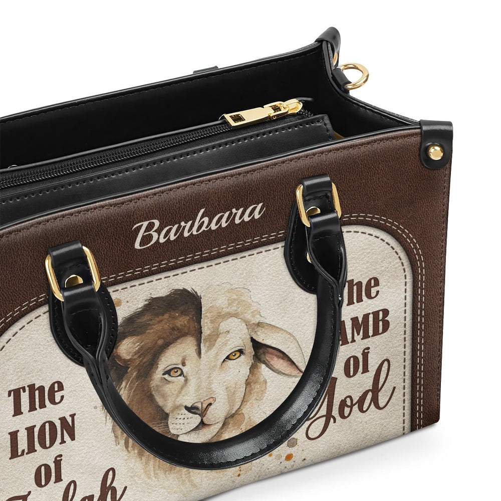 Personalized Christian Leather Bag, The Lion Of Judah The Lamb Of God Leather Handbag, Faith Handbag