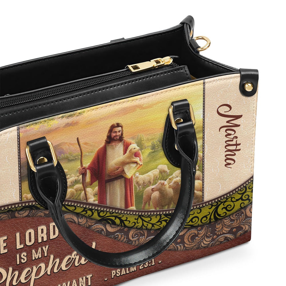 Personalized Christian Leather Bag, The Lord Is My Shepherd, I Shall Not Want - Unique Personalized Christian Leather Handbag, Faith Handbag