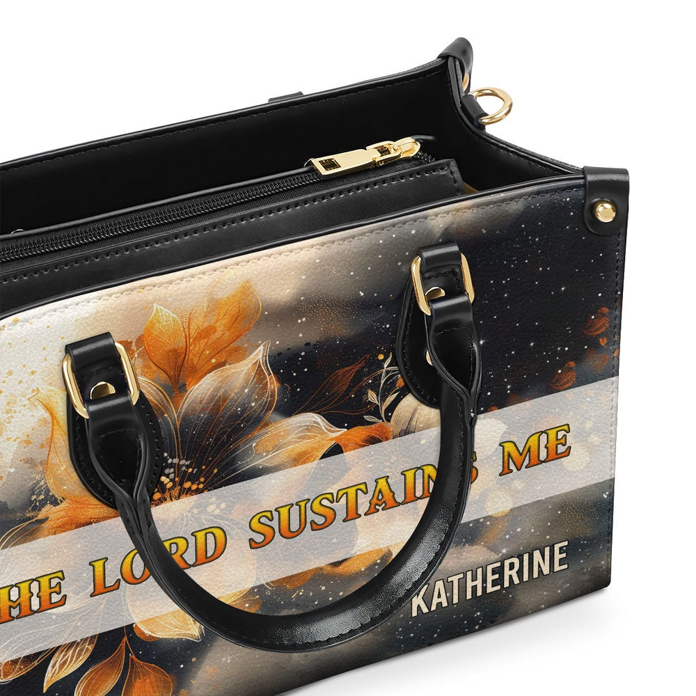 Personalized Christian Leather Bag, The Lord Sustains Me Leather Handbag, Faith Handbag