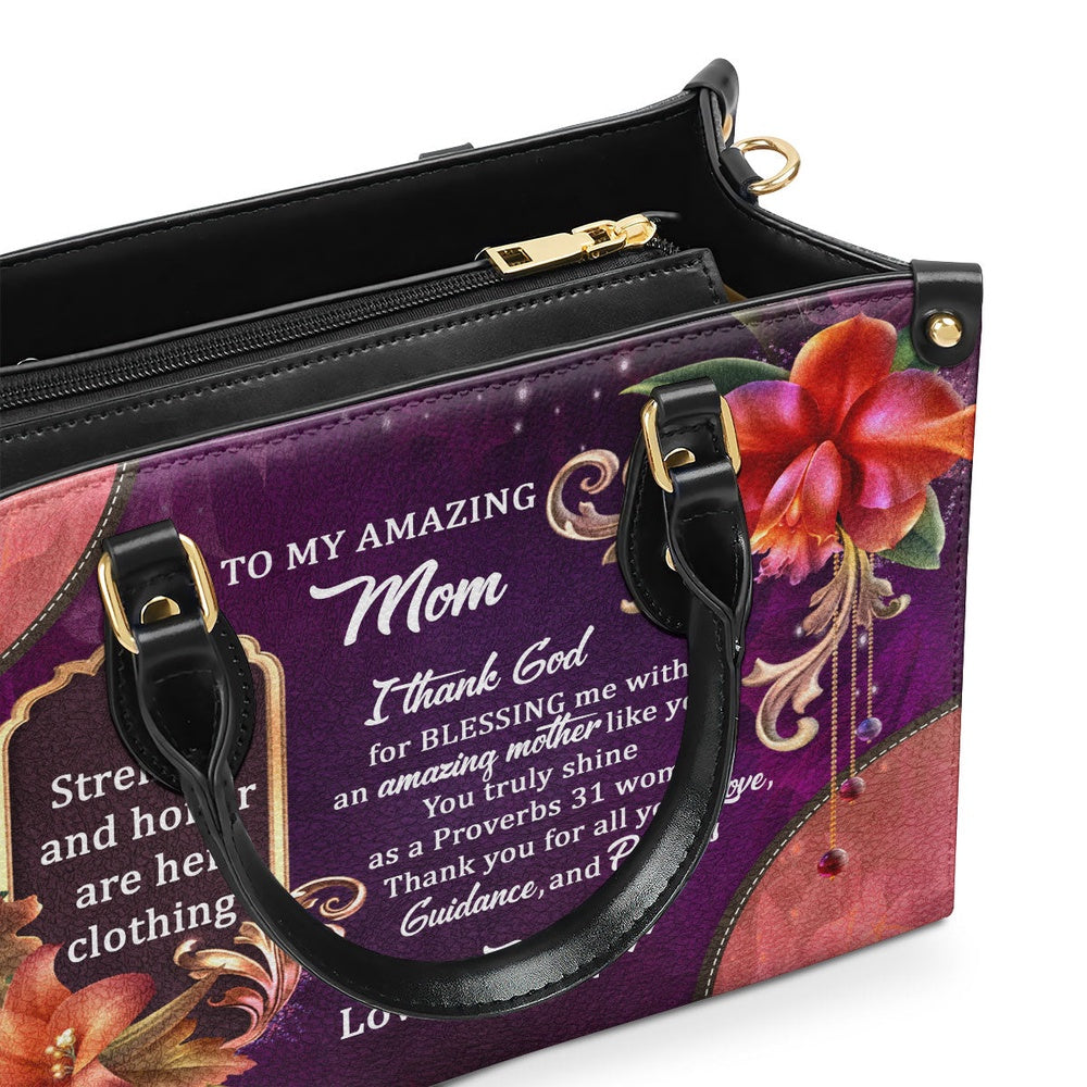 Personalized Christian Leather Bag, To My Amazing Mom Leather Handbags, Faith Handbag