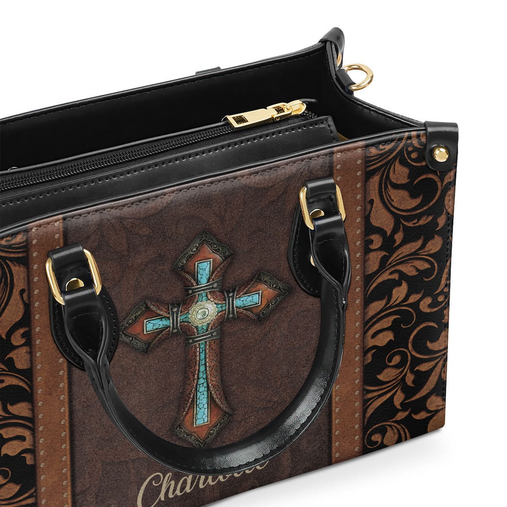Personalized Christian Leather Bag, Unique Personalized Cross Leather Handbag, Faith Handbag