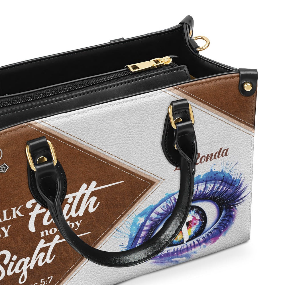 Personalized Christian Leather Bag, Walk By Faith, Not By Sight Leather Handbag, Faith Handbag
