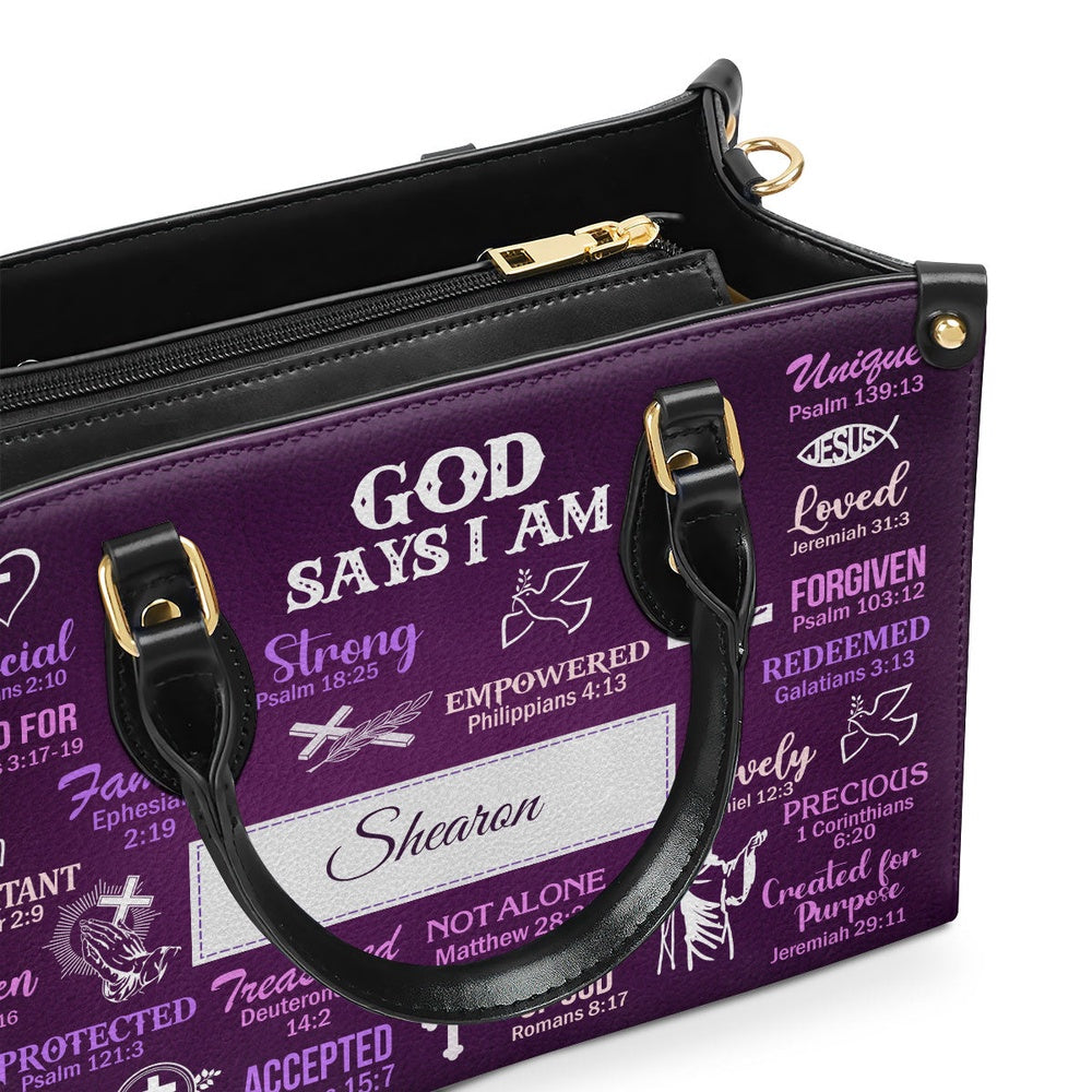 Personalized Christian Leather Bag, What God Says About You Leather Handbag, Scripture Gifts For Women Of God, Faith Handbag