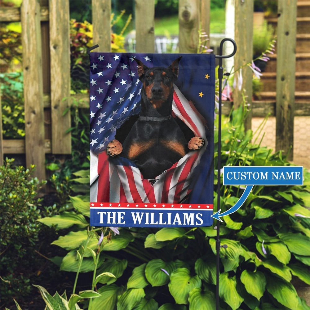 Personalized Dog Flags, Alaska Doberman Garden Flag, Garden Flags Dogs, Dog House Flags