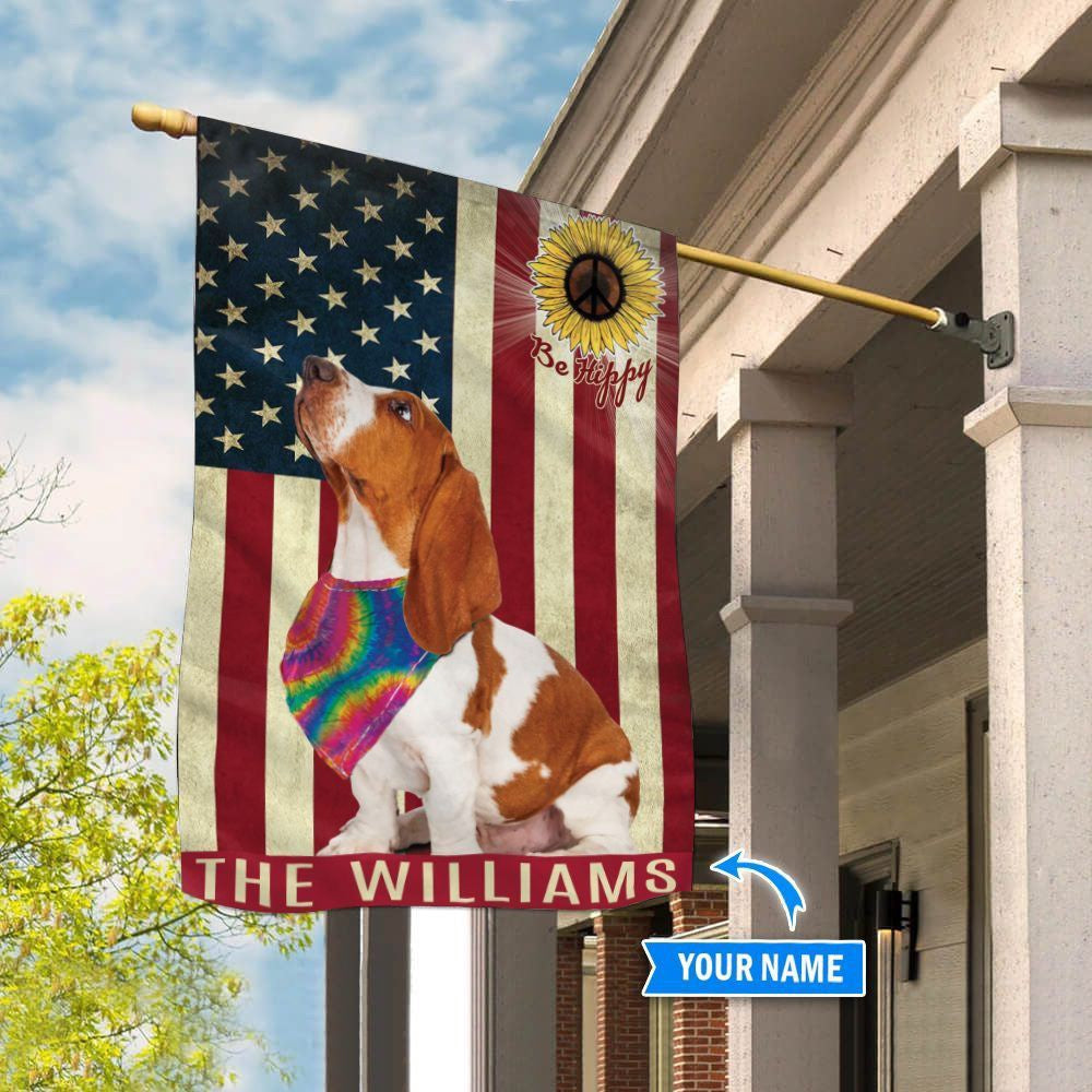 Personalized Dog Flags, Basset Hound Hippie Flag, Dog Flag For House, Garden Flags Dogs, Dog House Flags