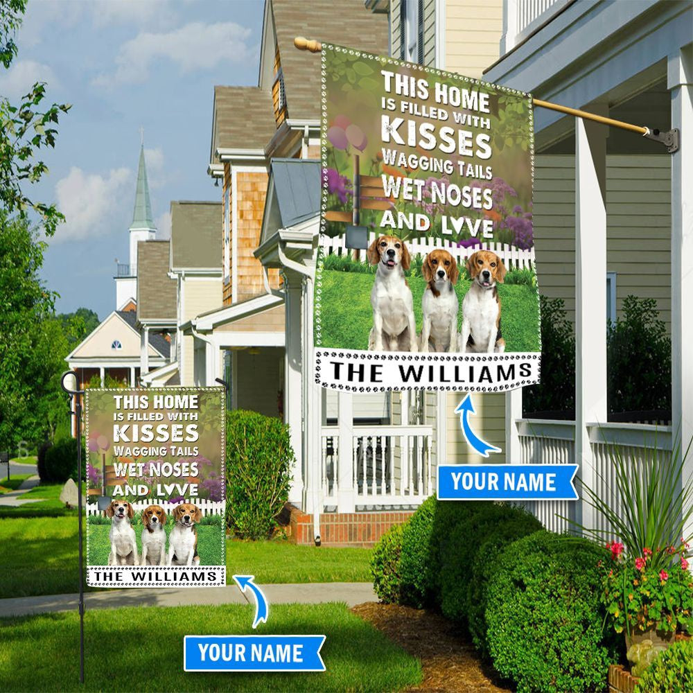 Personalized Dog Flags, Beagle This Home Is Filled With Kisses Flag, Garden Flags Dogs, Dog House Flags