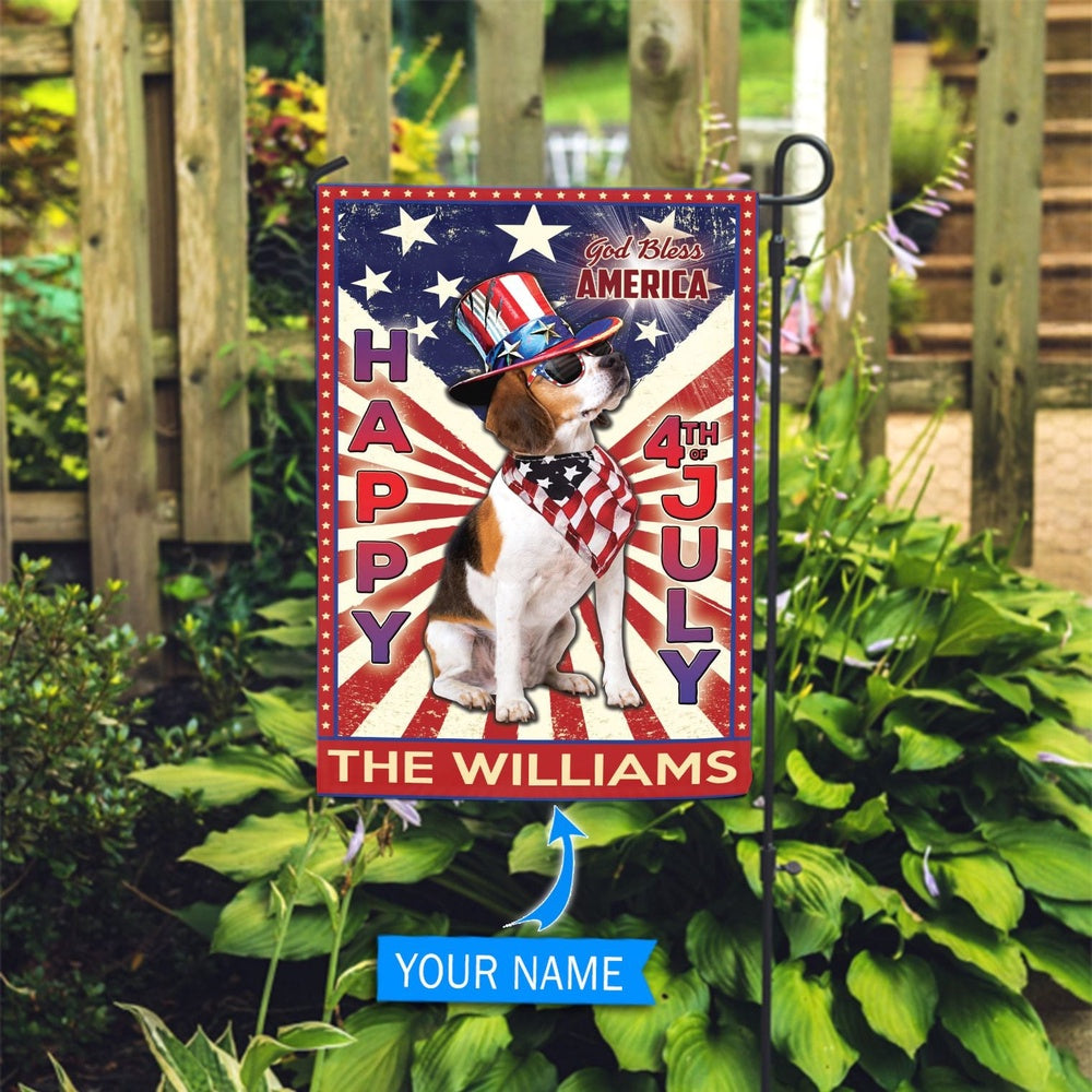 Personalized Dog Flags, Beaglel God Bless America, 4th Of July Flag, Dog Flag For House, Garden Flags Dogs, Dog House Flags