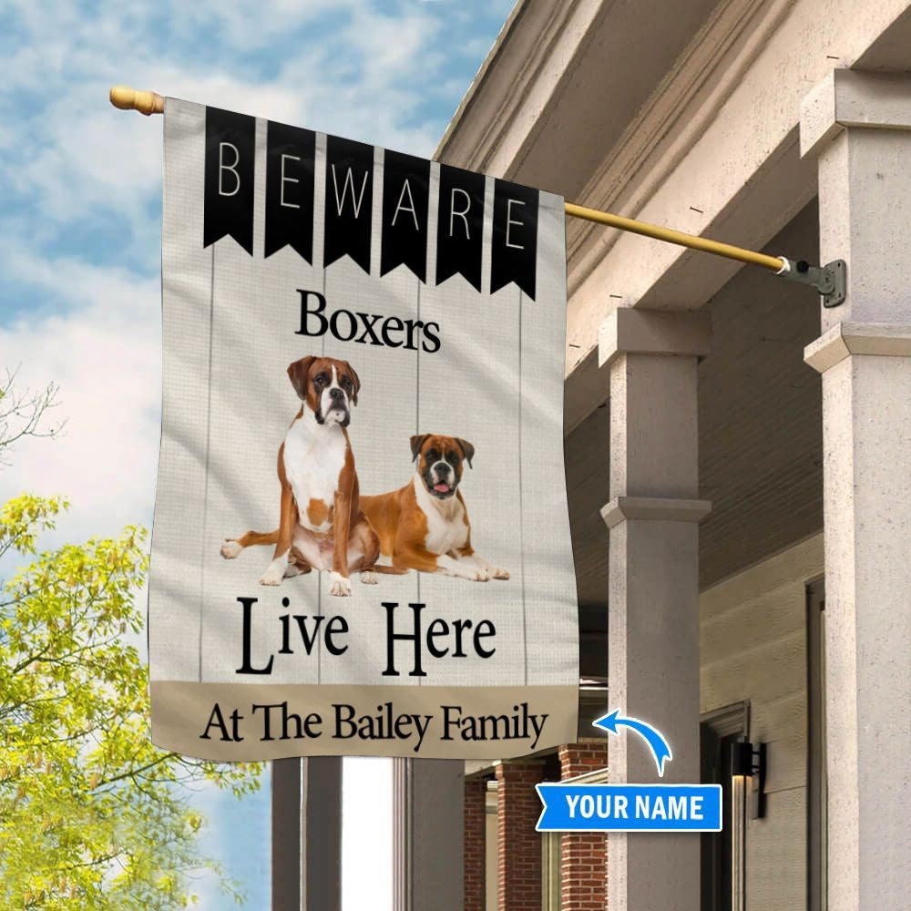 Personalized Dog Flags, Beware Boxers Live Here Flag, Garden Flags Dogs, Dog House Flags