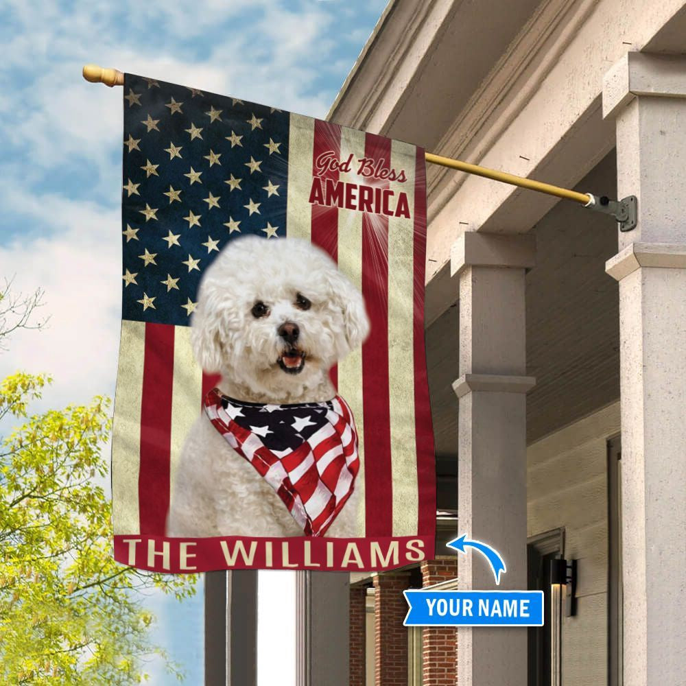 Personalized Dog Flags, Bichon Frisé God Bless America Flag, Dog Flag For House, Garden Flags Dogs, Dog House Flags