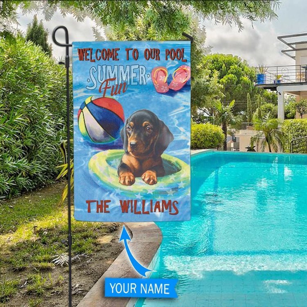Personalized Dog Flags, Black Dachshund Flag For Pools, Dog Flag For House, Garden Flags Dogs, Dog House Flags
