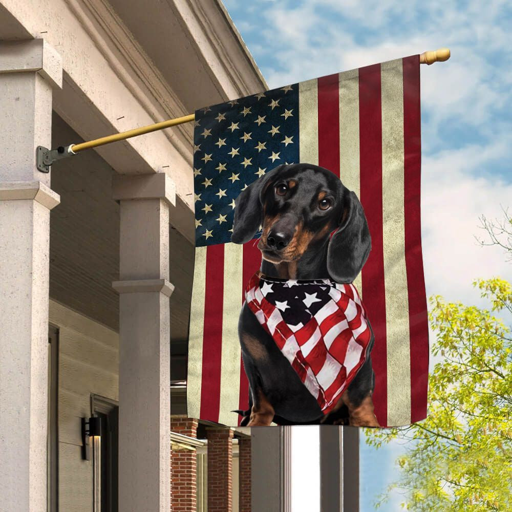 Personalized Dog Flags, Black Dachshund Flag, Garden Flags Dogs, Dog House Flags