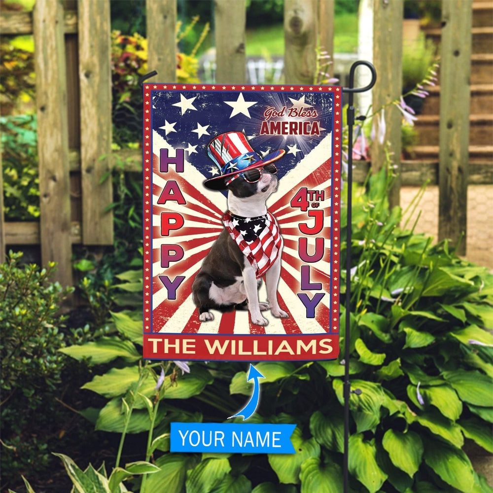 Personalized Dog Flags, Boston Terrier God Bless America, 4th Of July Flag, Dog Flag For House, Garden Flags Dogs, Dog House Flags