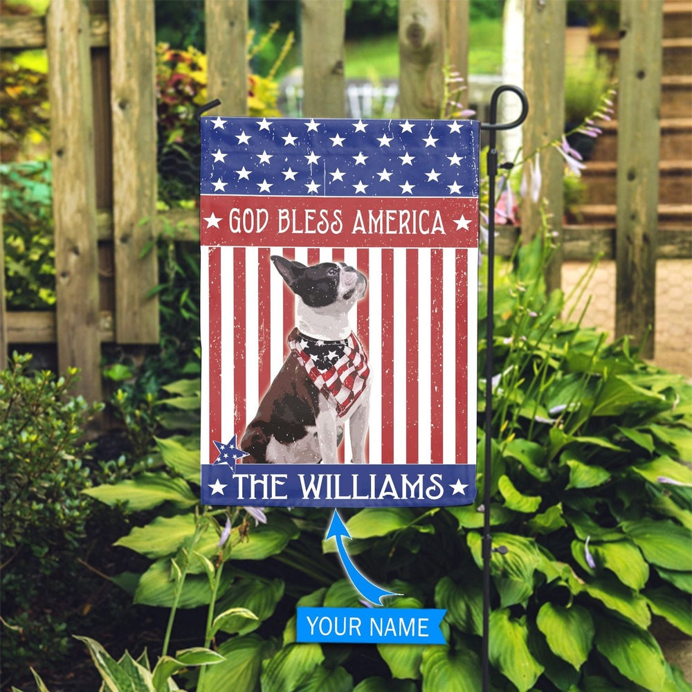Personalized Dog Flags, Boston Terrier God Bless America Flag, Custom Dog Garden Flags, Garden Flags Dogs, Dog House Flags