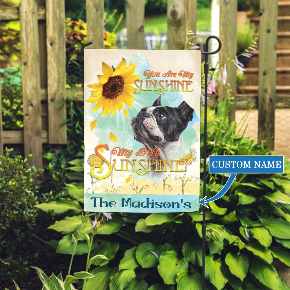 Personalized Dog Flags, Boston Terrier Sunflower Garden Flag, Dog Flag For House, Garden Flags Dogs, Dog House Flags