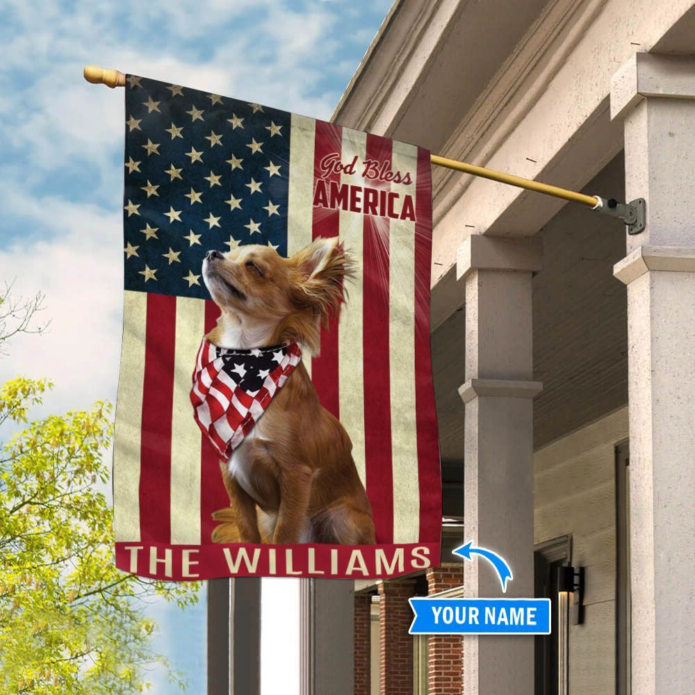 Personalized Dog Flags, Chihuahua God Bless America Flag, Custom Dog Garden Flags, Dog Flags Outdoor, Garden Flags Dogs, Dog House Flags
