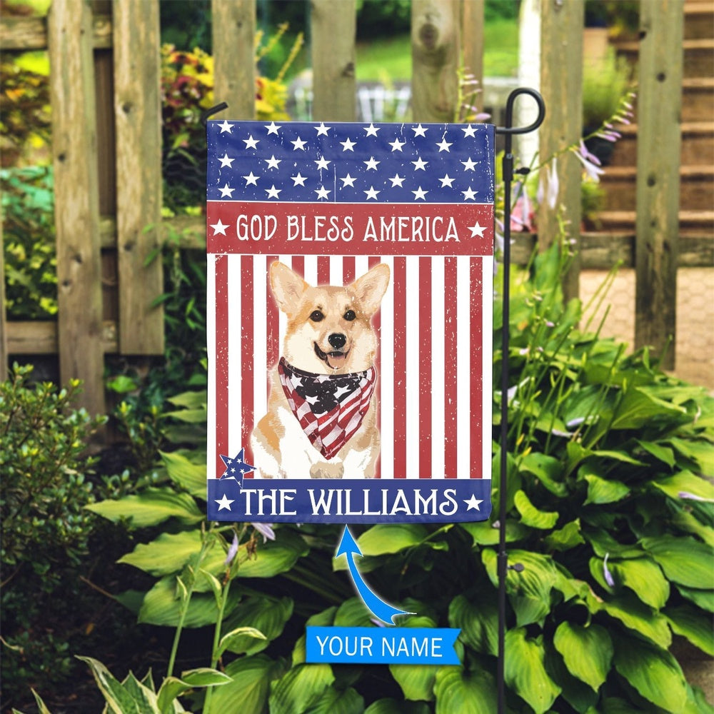 Personalized Dog Flags, Corgi God Bless America Flag, Custom Dog Garden Flags, Garden Flags Dogs, Dog House Flags