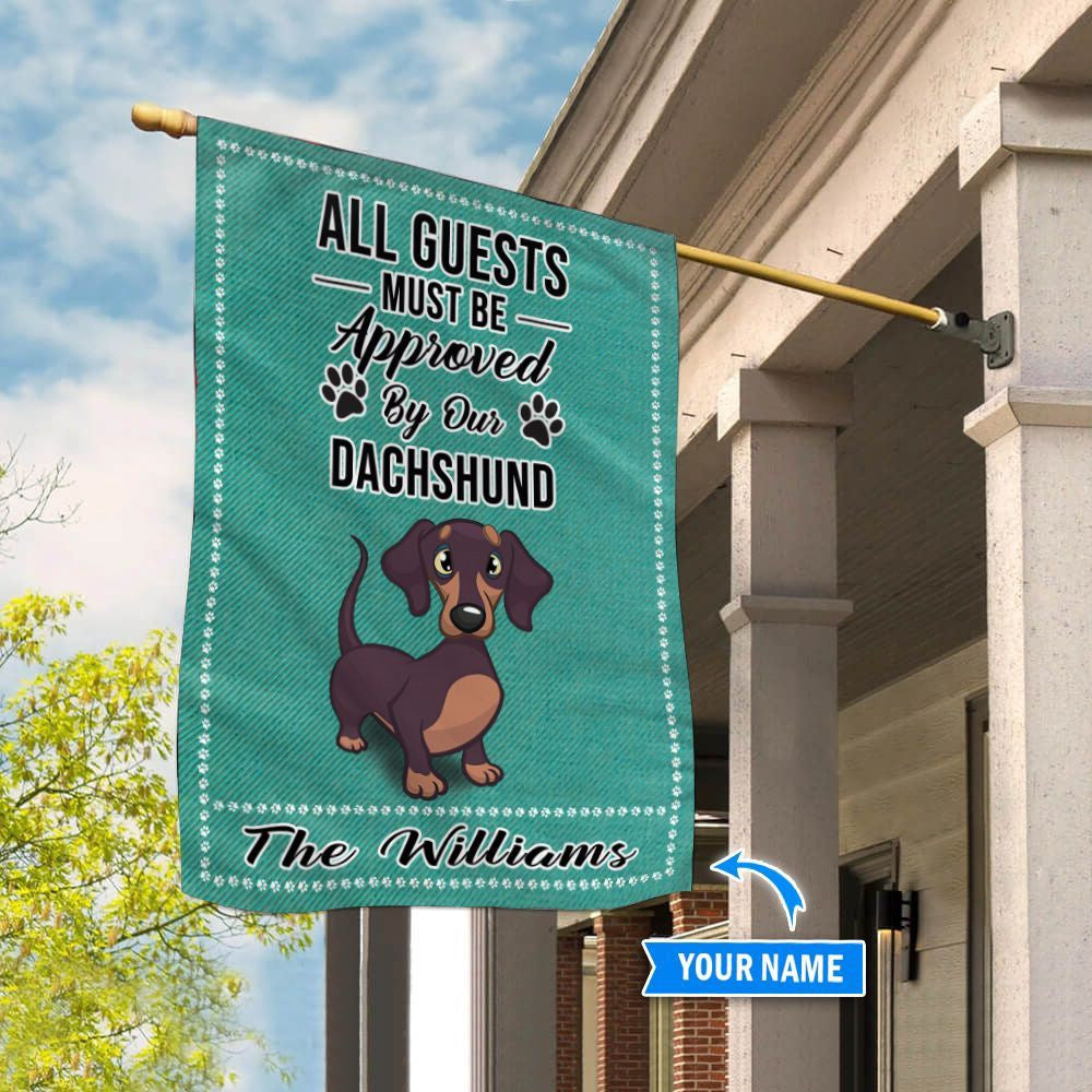 Personalized Dog Flags, Dachshund All Guests Approved Flag, Custom Dog Garden Flags, Garden Flags Dogs, Dog House Flags