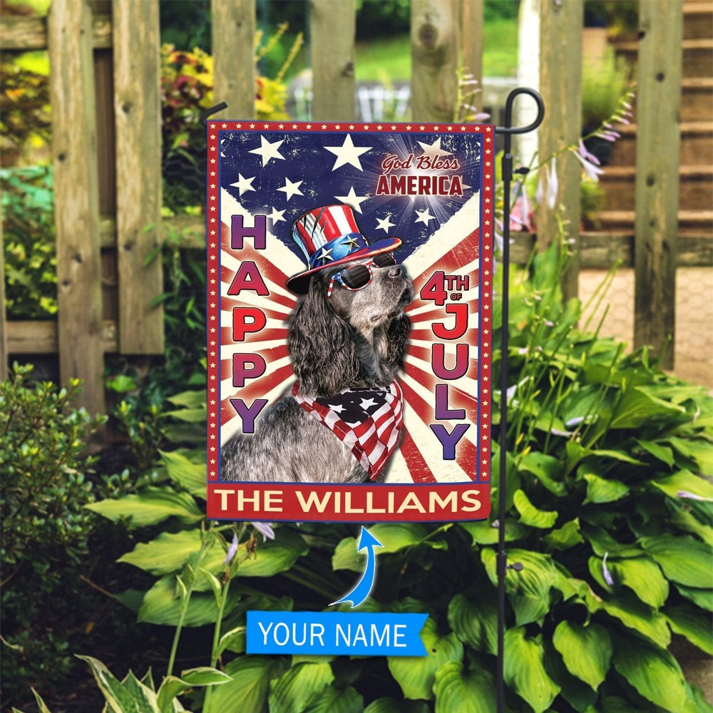 Personalized Dog Flags, English Cocker Spaniel God Bless America, 4th Of July Flag, Dog Flags Outdoor, Garden Flags Dogs, Dog House Flags