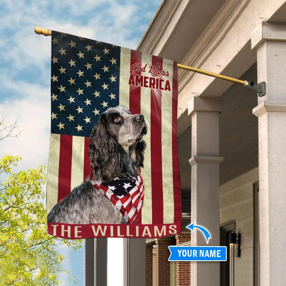 Personalized Dog Flags, English Cocker Spaniel God Bless America Flag, Custom Dog Garden Flags, Dog Flags Outdoor, Garden Flags Dogs, Dog House Flags