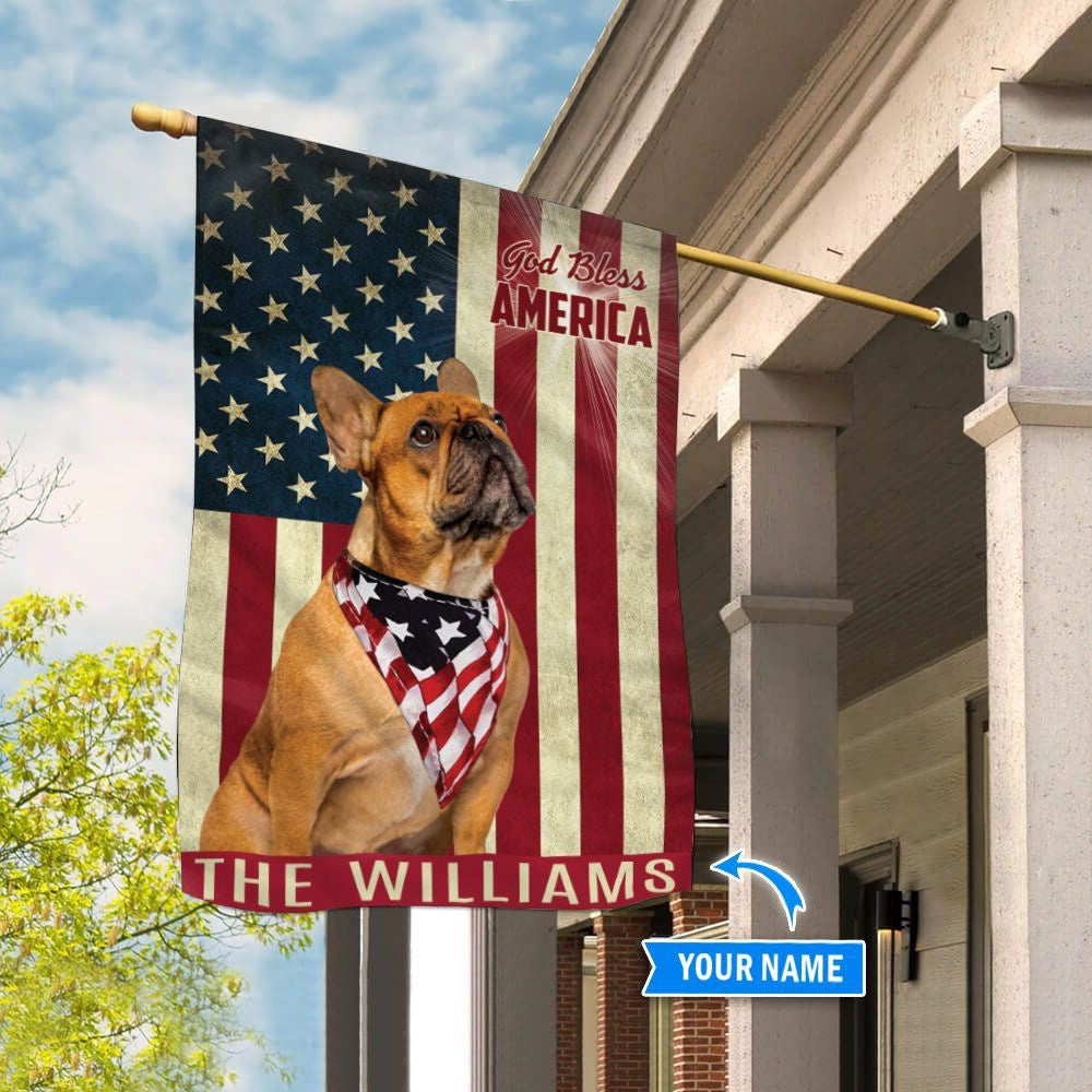 Personalized Dog Flags, French Bulldog God Bless America Flag, Custom Dog Garden Flags, Dog Flags Outdoor, Garden Flags Dogs, Dog House Flags