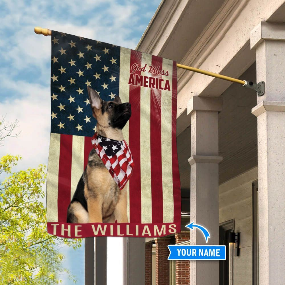 Personalized Dog Flags, German Shepherd God Bless America Flag, Custom Dog Garden Flags, Dog Flags Outdoor, Garden Flags Dogs, Dog House Flags