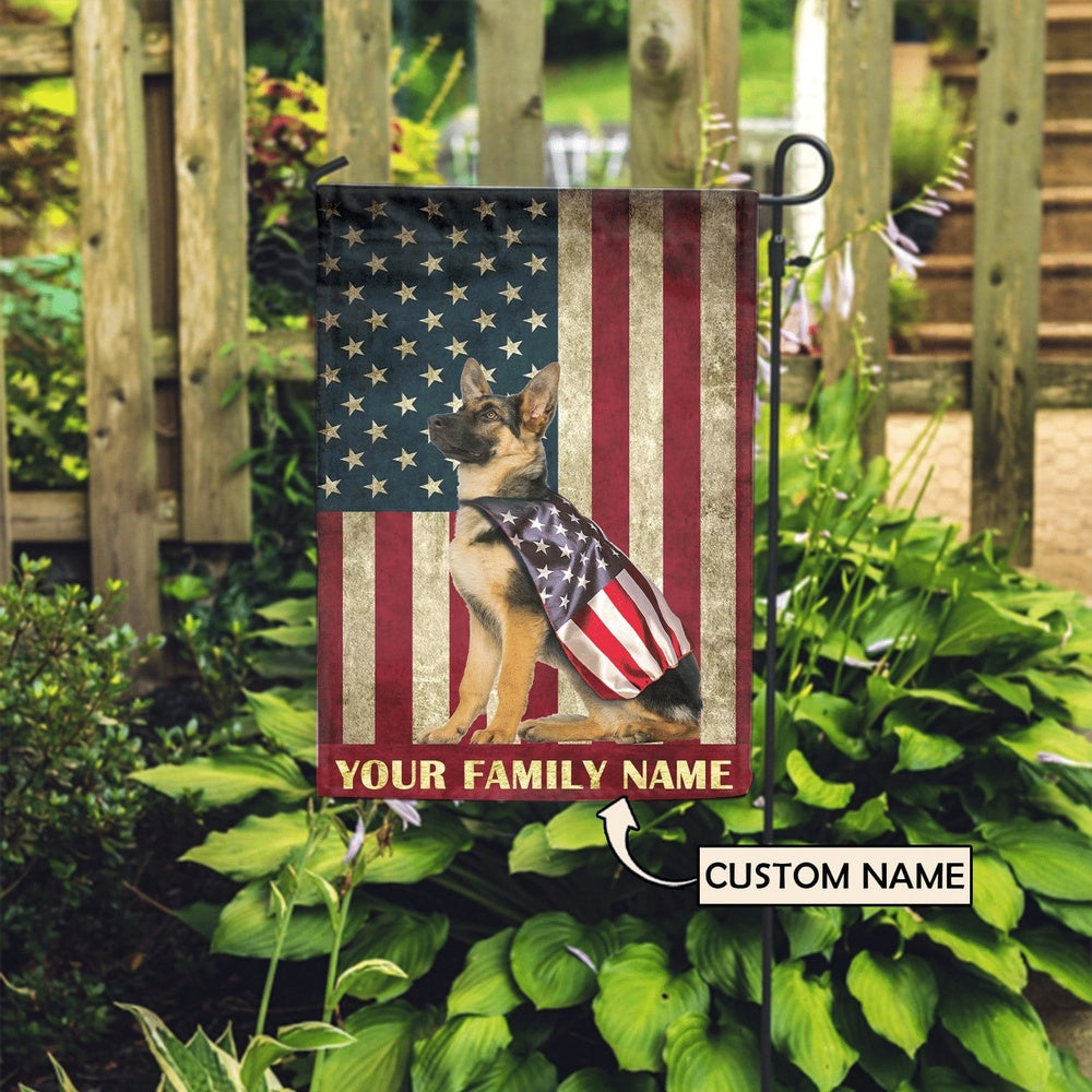 Personalized Dog Flags, German Shepherd & American Flag, Dog Flags Outdoor, Garden Flags Dogs, Dog House Flags