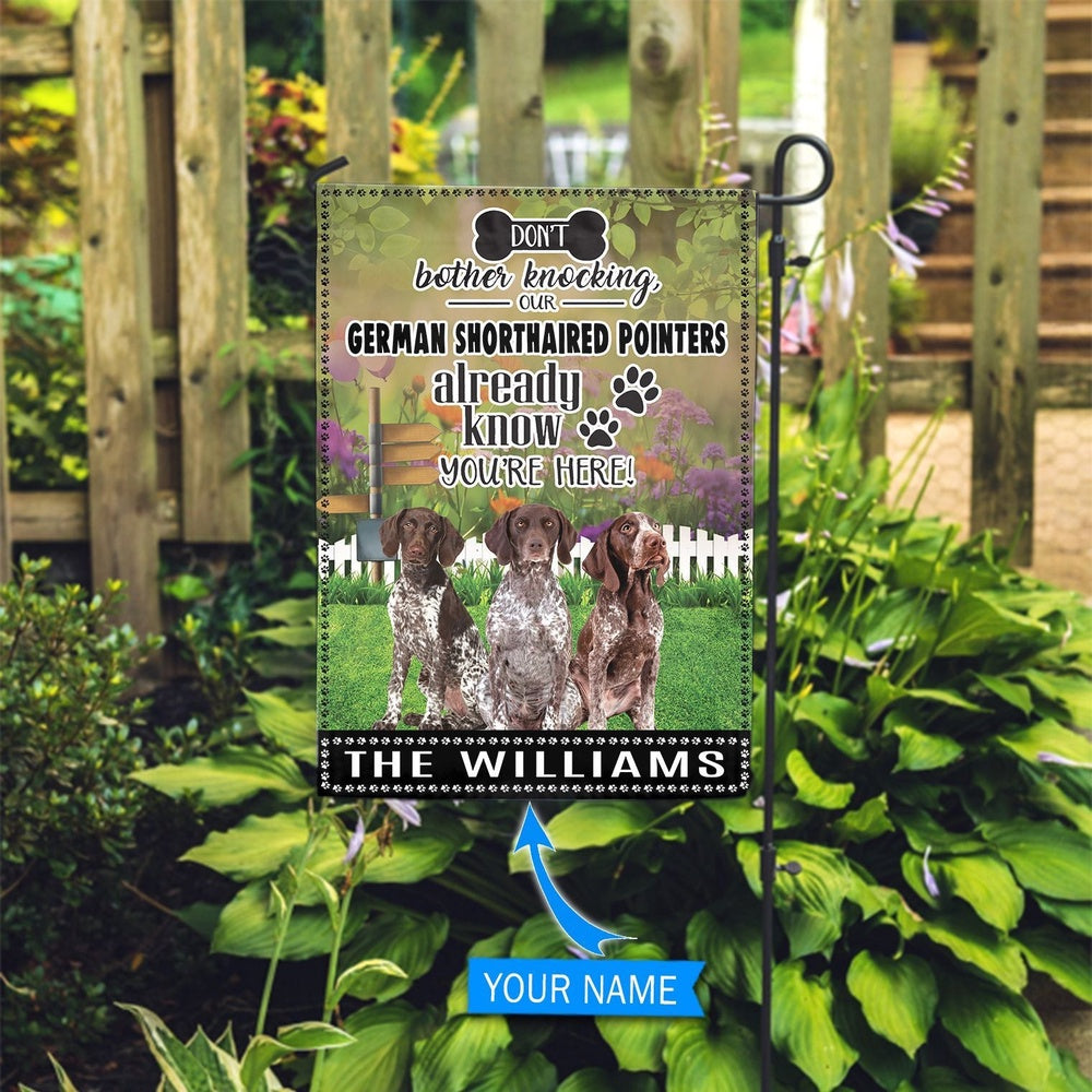 Personalized Dog Flags, German Shorthaired Pointer Don't Bother Knocking Dog Garden Flags, Dog Flags Outdoor, Garden Flags Dogs, Dog House Flags