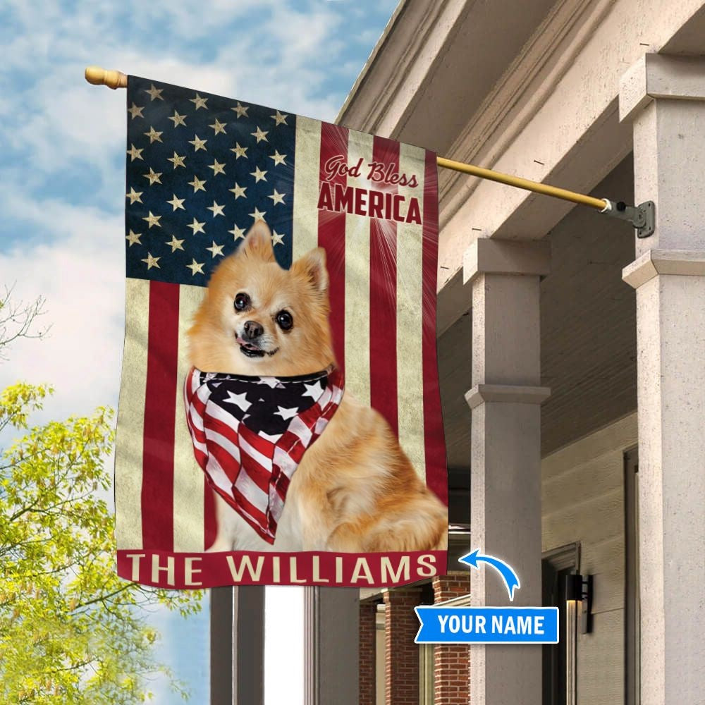 Personalized Dog Flags, German Spitz God Bless America Flag, Custom Dog Garden Flags, Dog Flags Outdoor, Garden Flags Dogs, Dog House Flags