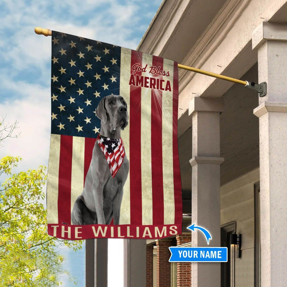 Personalized Dog Flags, Great Dane God Bless America Flag, Custom Dog Garden Flags, Dog Flags Outdoor, Garden Flags Dogs, Dog House Flags