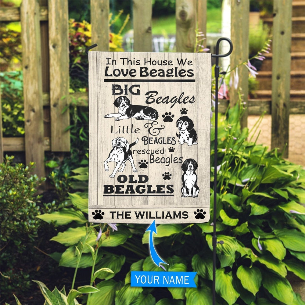 Personalized Dog Flags, In This House We Love Beagles Garden Flag, Dog Flags Outdoor, Garden Flags Dogs, Dog House Flags