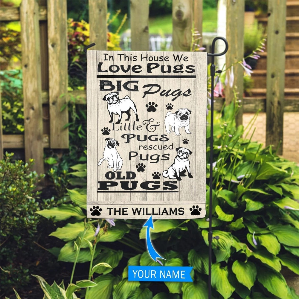 Personalized Dog Flags, In This House We Love Pugs Garden Flag, Dog Flags Outdoor, Garden Flags Dogs, Dog House Flags