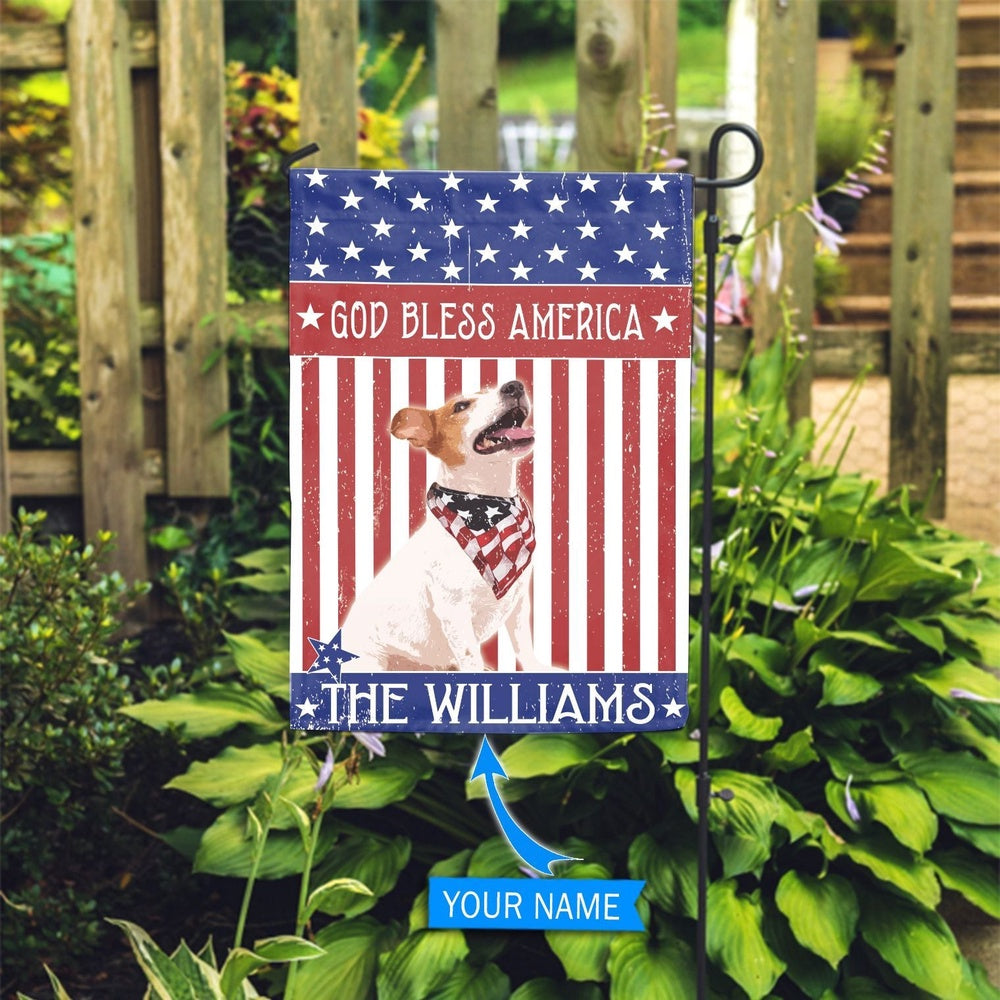 Personalized Dog Flags, Jack Russell Terrier God Bless America Flag, Dog Flags Outdoor, Garden Flags Dogs, Dog House Flags