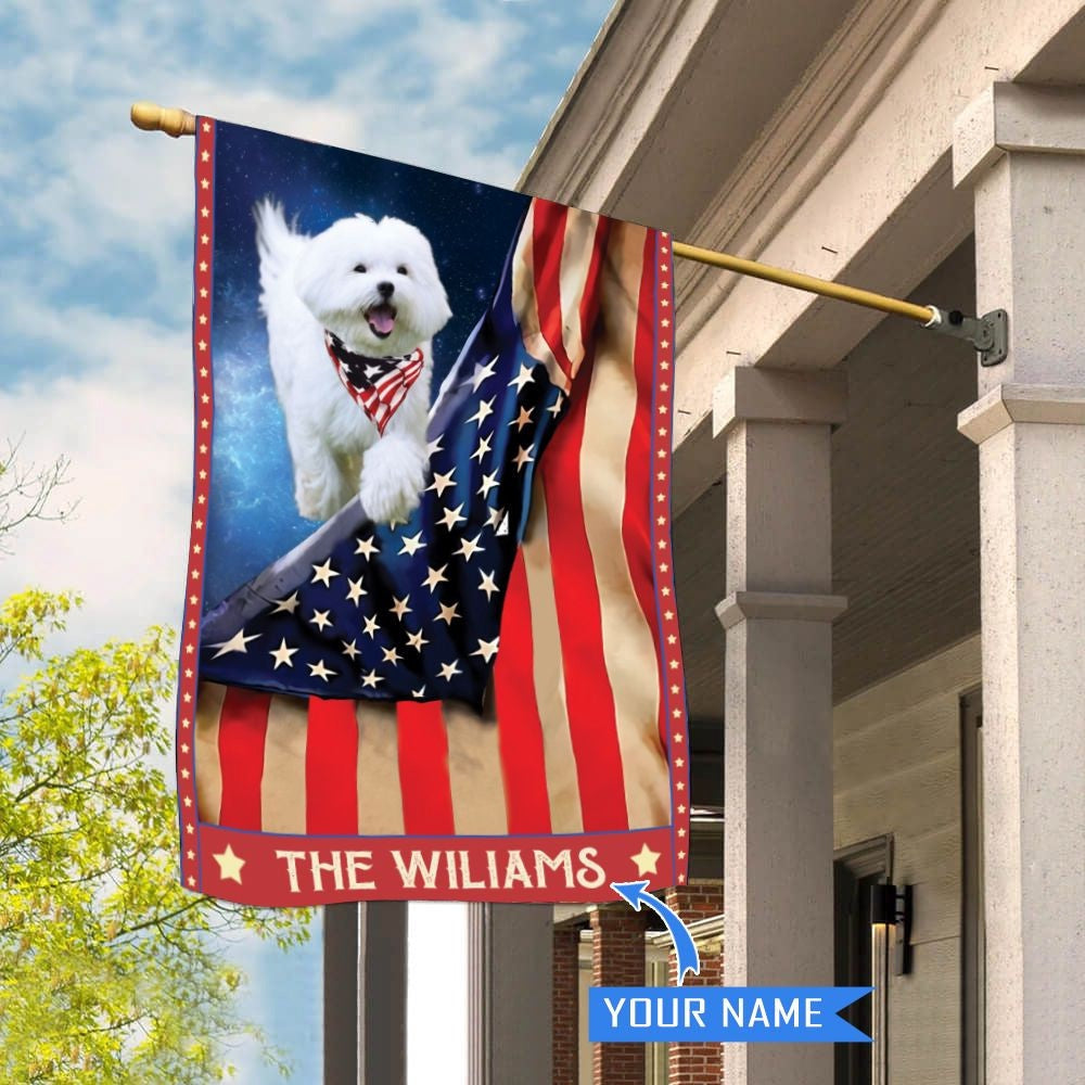 Personalized Dog Flags, Maltese House Flag, Garden Flags Dogs, Dog House Flags
