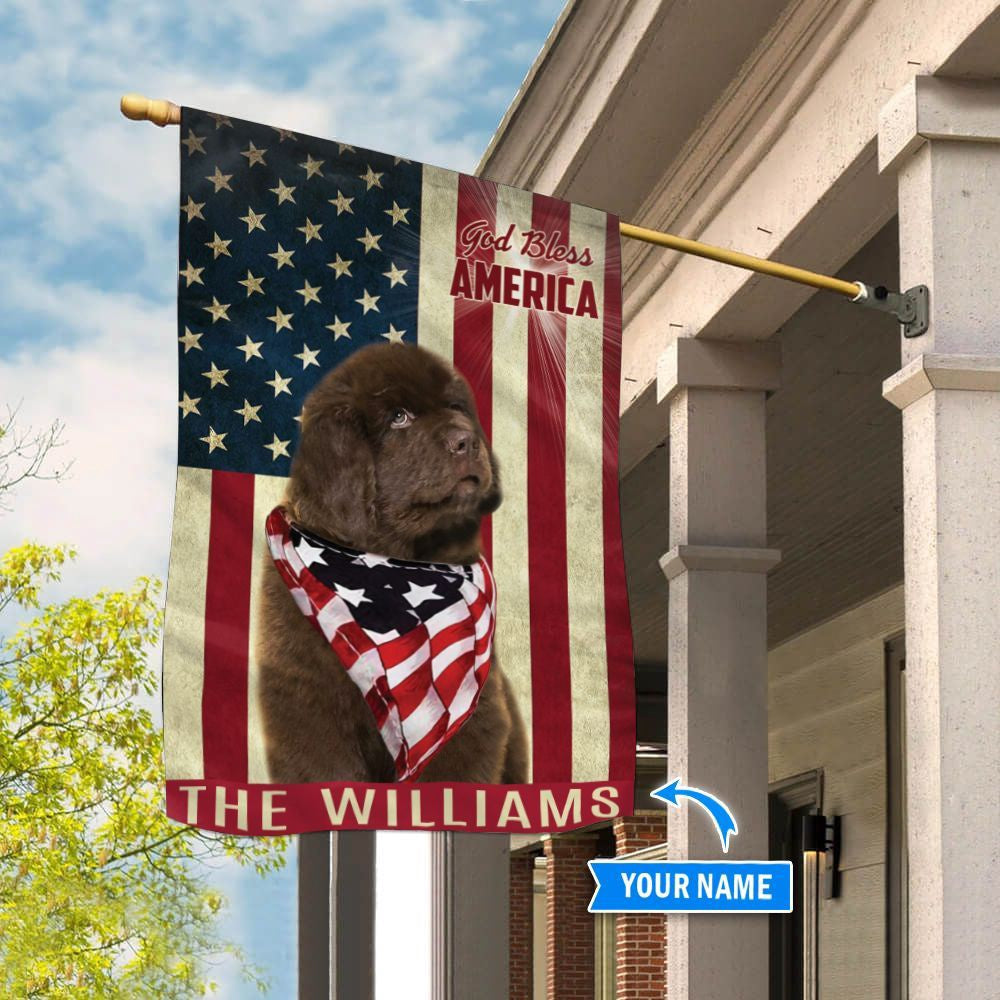 Personalized Dog Flags, Newfoundland God Bless America Flag, Garden Flags Dogs, Dog House Flags