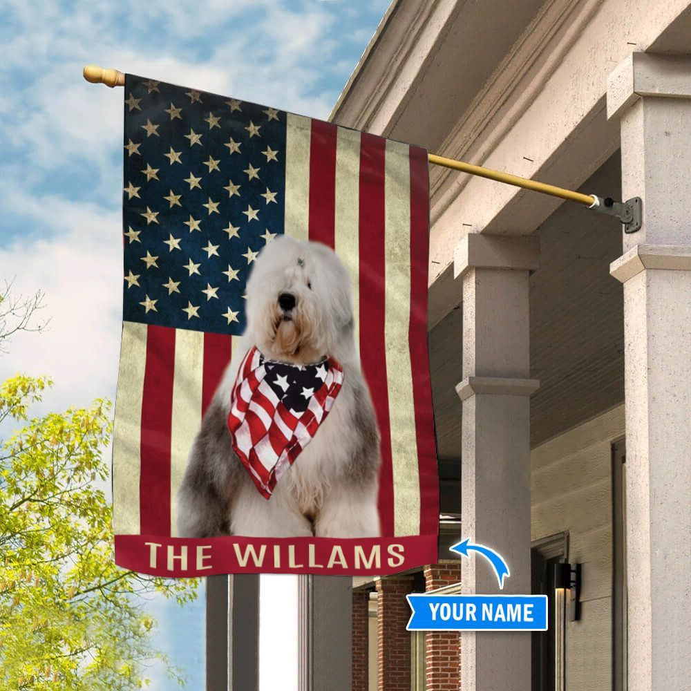 Personalized Dog Flags, Old English Sheepdog Custom Garden Flag, Garden Flags Dogs, Dog House Flags