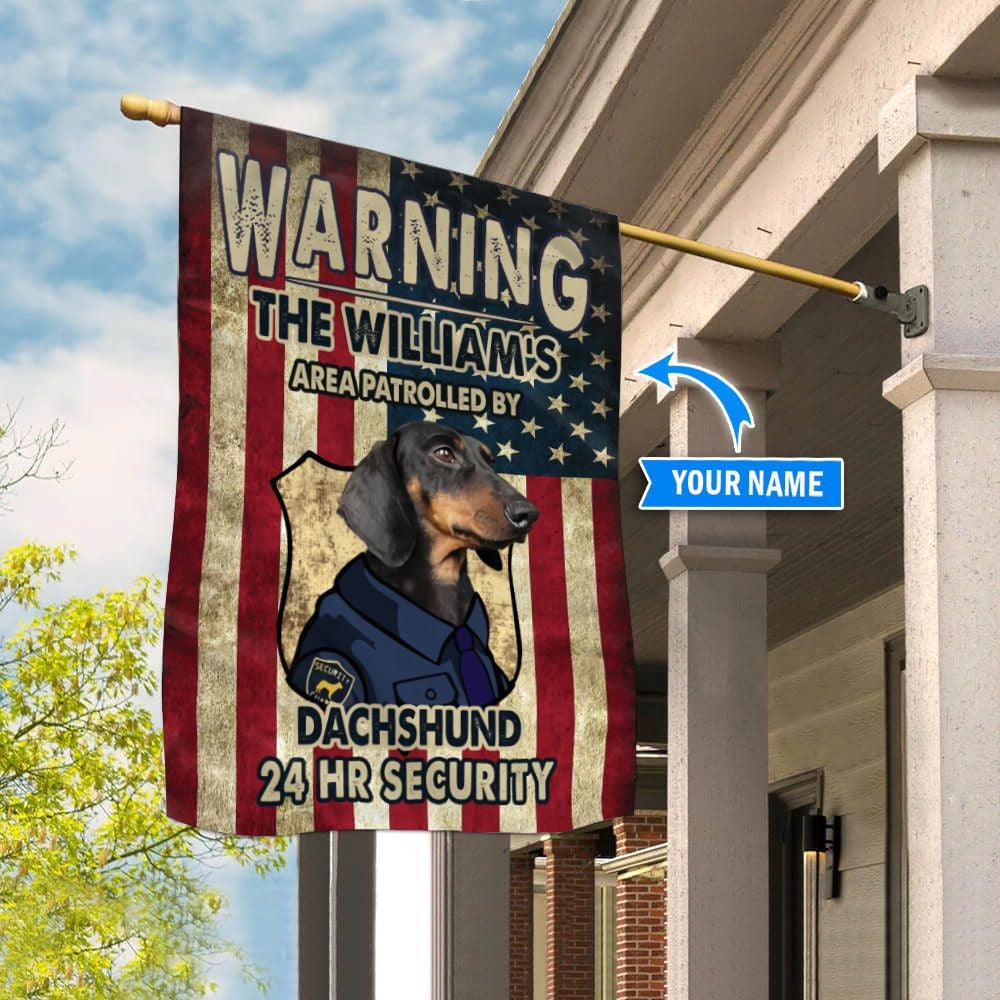 Personalized Dog Flags, Patrolled By Black And Tan Dachshund Flag, Dog Flags Outdoor, Garden Flags Dogs, Dog House Flags