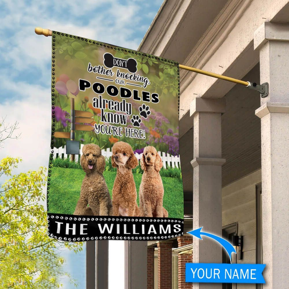 Personalized Dog Flags, Poodle Don't Bother Knocking Flag, Dog Flags Outdoor, Garden Flags Dogs, Dog House Flags