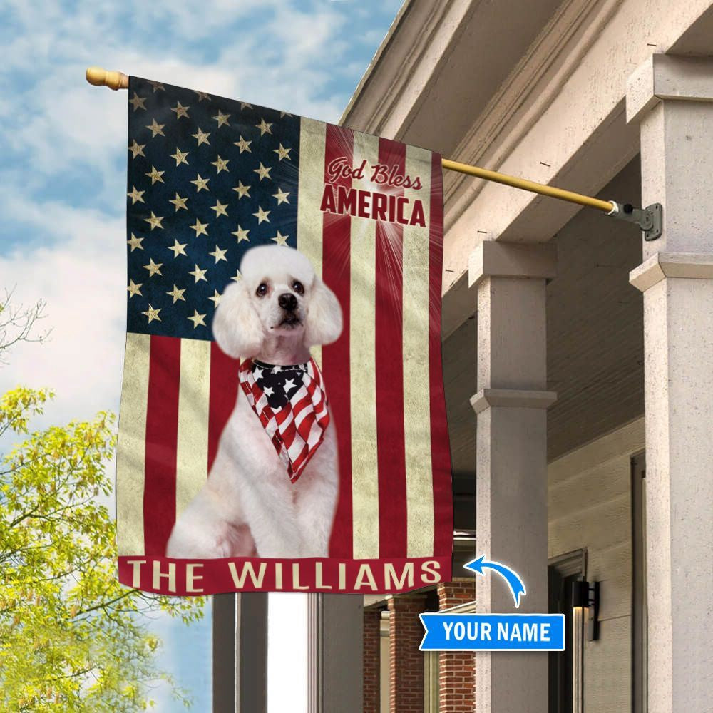 Personalized Dog Flags, Poodle God Bless America Flag, Garden Flags Dogs, Dog House Flags