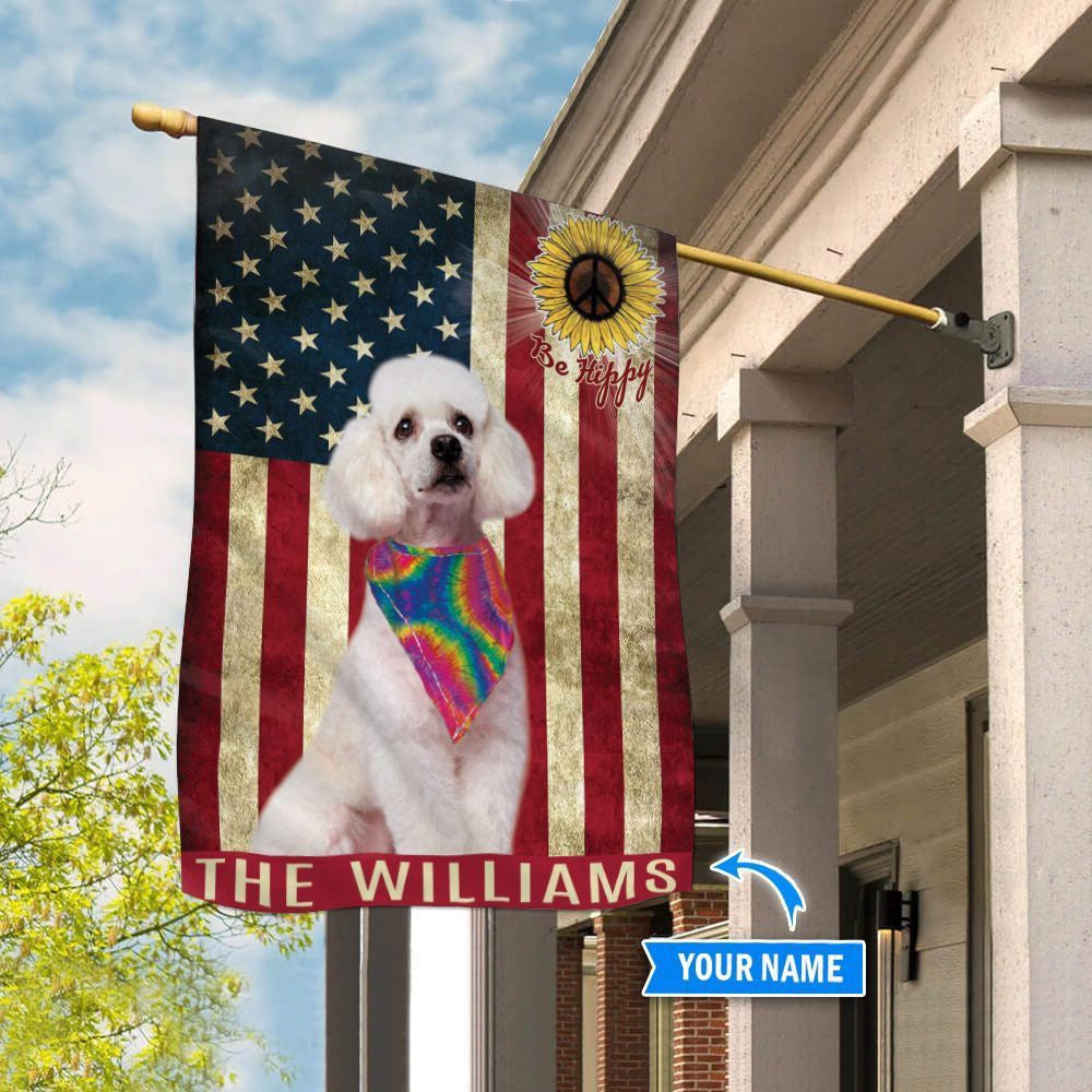 Personalized Dog Flags, Poodle Hippie Flag, Garden Flags Dogs, Dog House Flags
