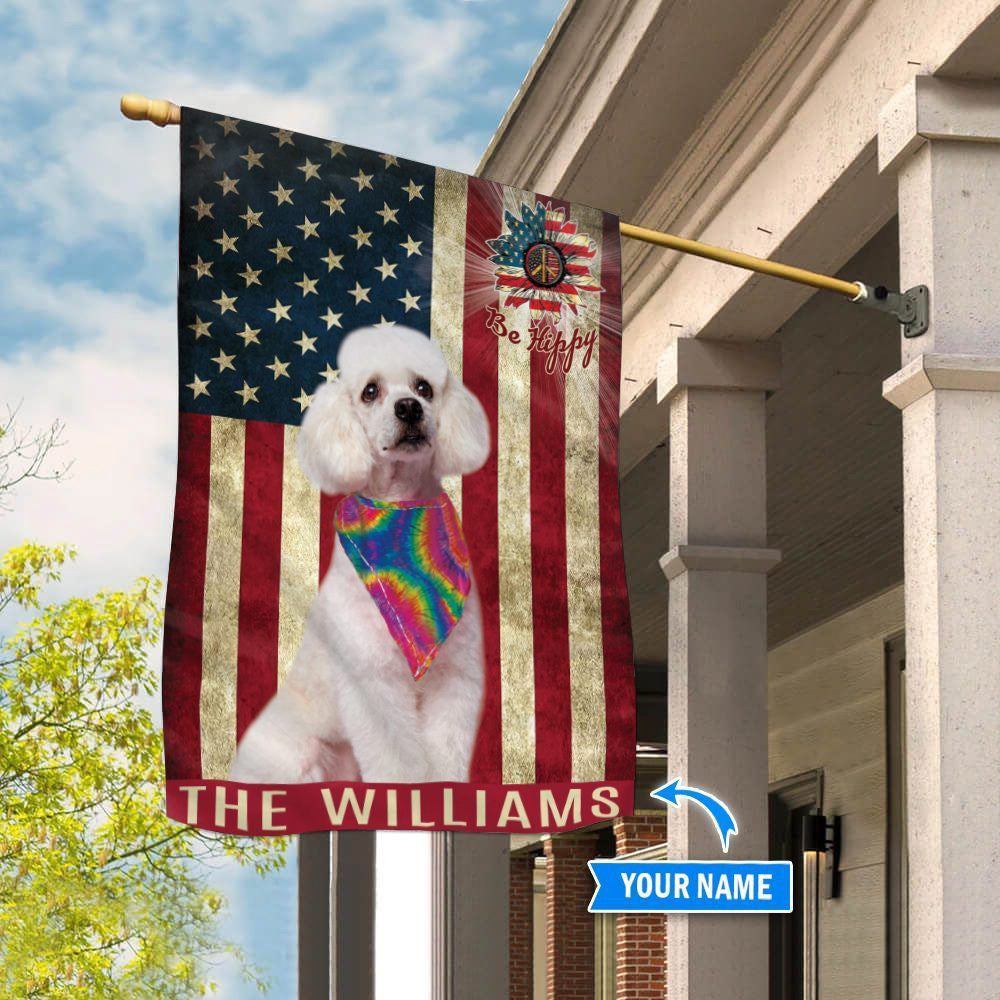 Personalized Dog Flags, Poodle Hippie House Flag, Garden Flags Dogs, Dog House Flags