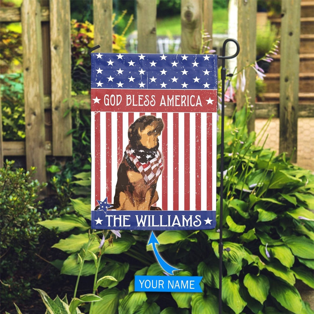 Personalized Dog Flags, Rottweiler God Bless America Flag, Dog Flags Outdoor, Garden Flags Dogs, Dog House Flags
