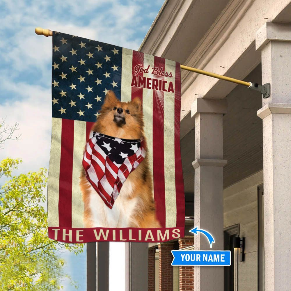 Personalized Dog Flags, Shetland Sheepdog God Bless America Flag, Garden Flags Dogs, Dog House Flags