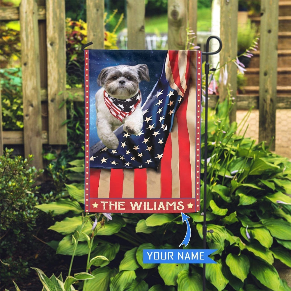 Personalized Dog Flags, Shih Tzu House Flag, Dog With Flag, Garden Flags Dogs, Dog House Flags