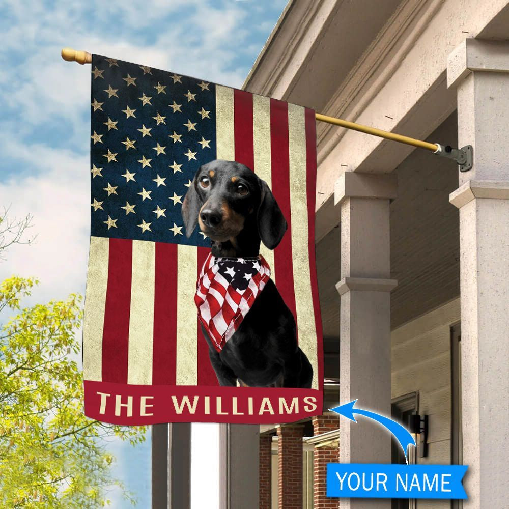 Personalized Dog Flags, Short Hair Black And Tan Dachshund Flag, Garden Flags Dogs, Dog House Flags
