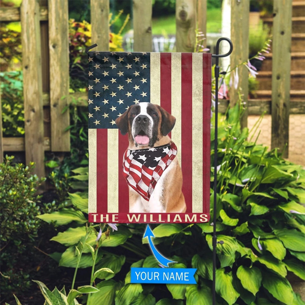 Personalized Dog Flags, St. Bernard Garden Flag, American Flag Dog, Garden Flags Dogs, Dog House Flags