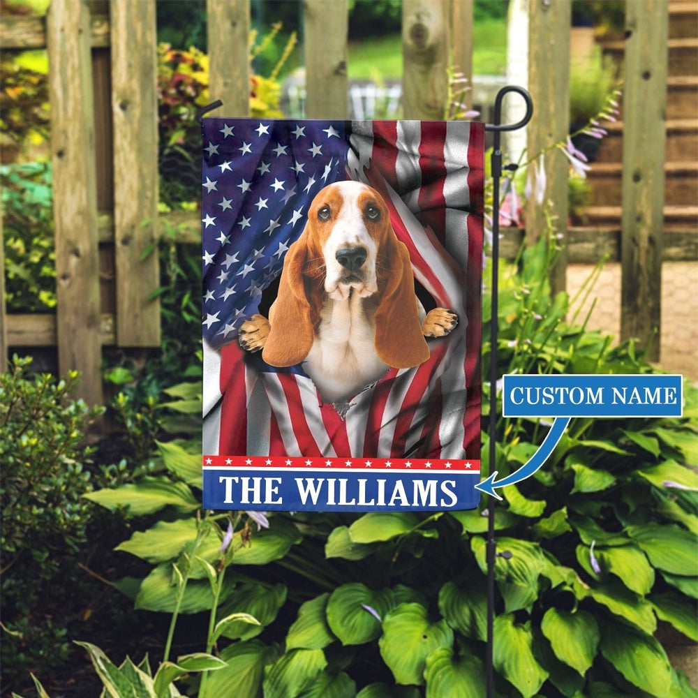 Personalized Dog Flags, Usa Basset Hound Garden Flag, Garden Flags Dogs, Dog House Flags