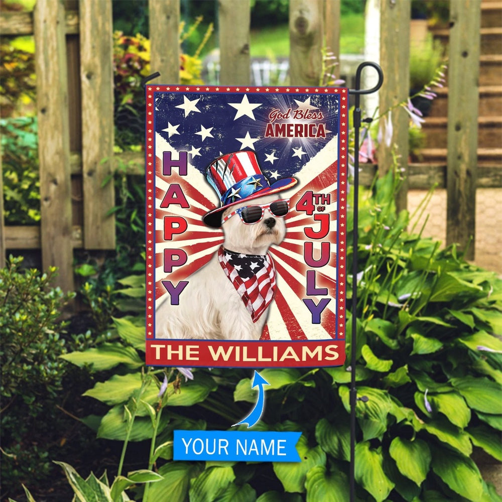 Personalized Dog Flags, West Highland White Terrier God Bless America, 4th Of July Flag, Garden Flags Dogs, Dog House Flags